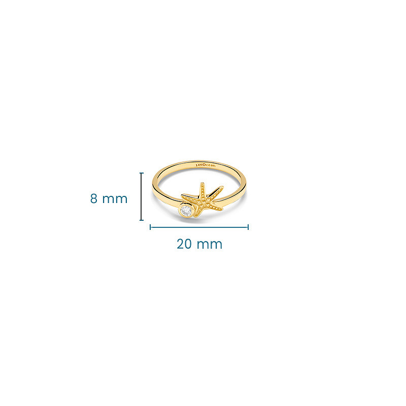 14kt Gold Lab Diamond Star Fish Ring