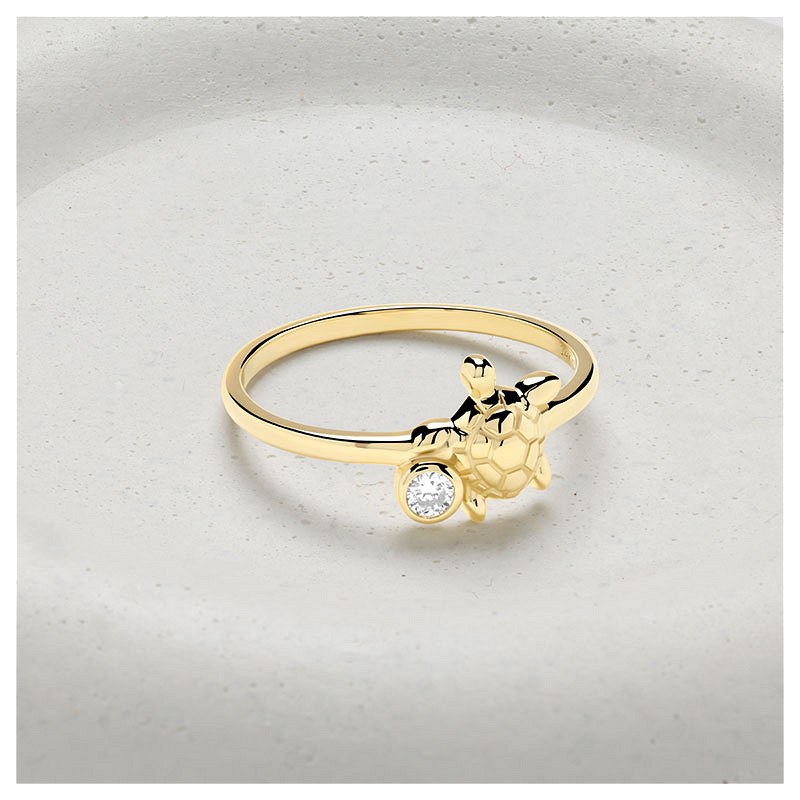 14kt Gold Lab Diamond Turtle Ring