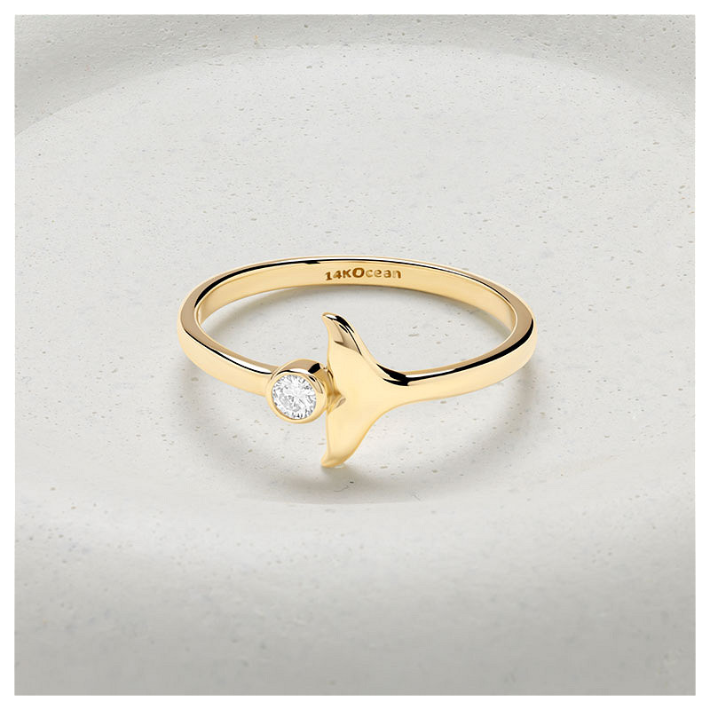 14kt Gold Lab Diamond Whale Tail Ring