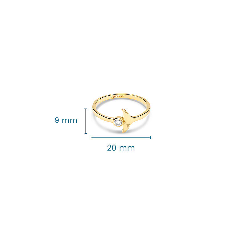 14kt Gold Lab Diamond Whale Tail Ring
