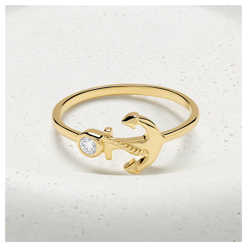 14kt Gold Lab Diamond Anchor Ring