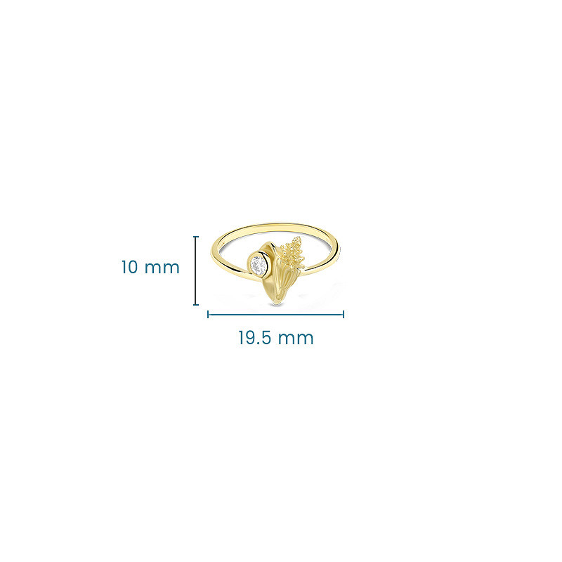 14kt Gold Lab Diamond Shell Ring