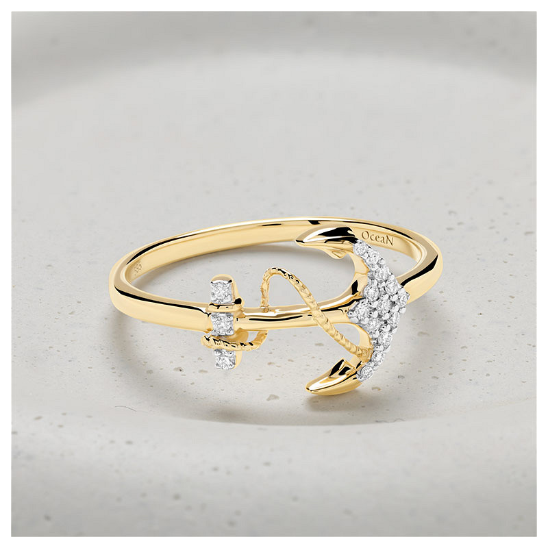14kt Gold Lab Diamond Anchor Ring