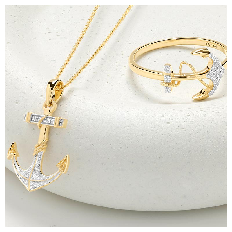 14kt Gold Lab Diamond Anchor Ring