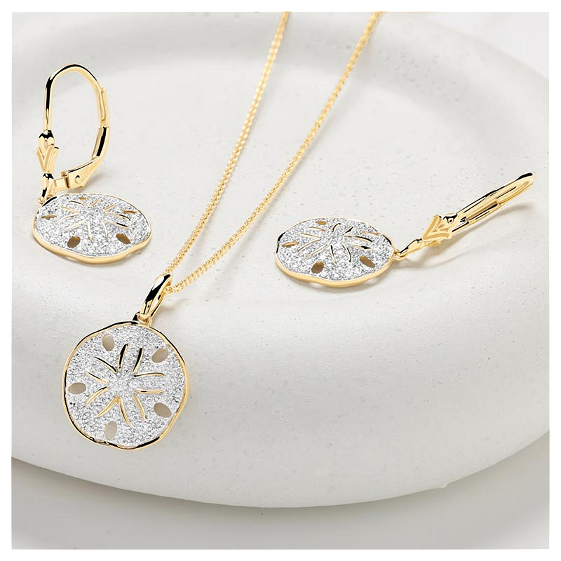 14kt Gold Lab Diamond Sand Dollar Earrings