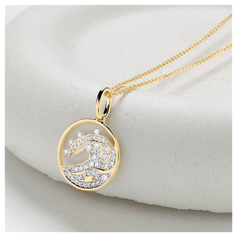 14kt Gold Lab Diamond Wave Necklace