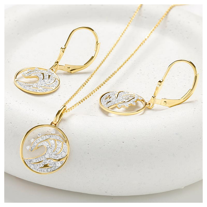 14kt Gold Lab Diamond Wave Earrings