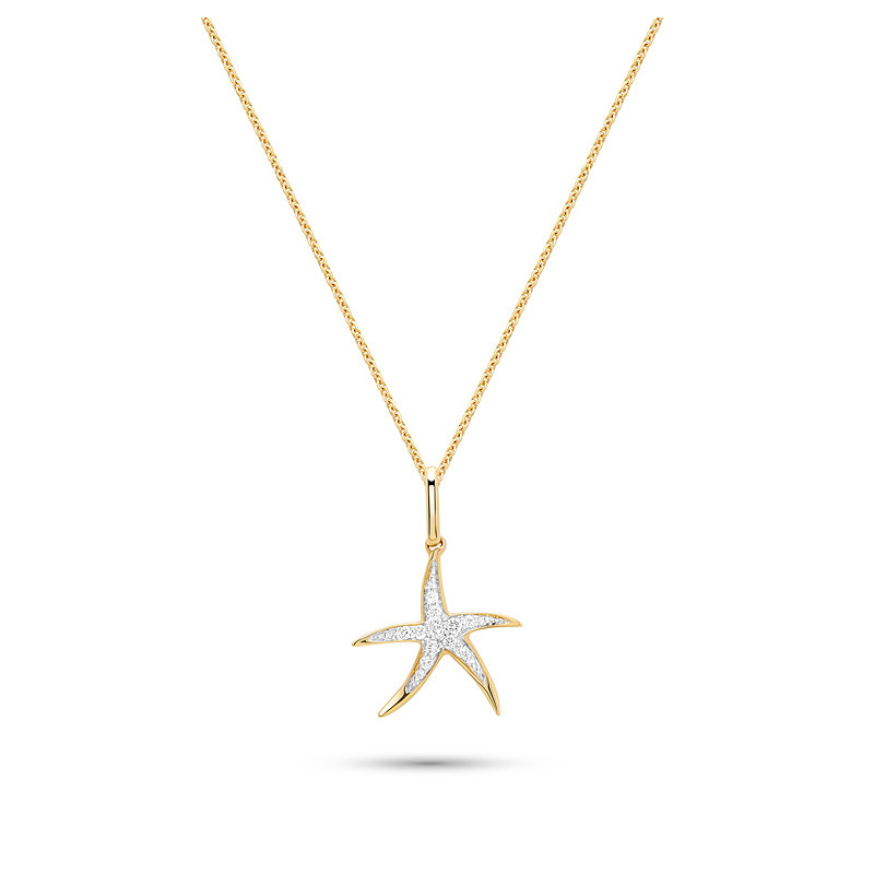 14kt Gold Lab Diamond Star Fish Necklace