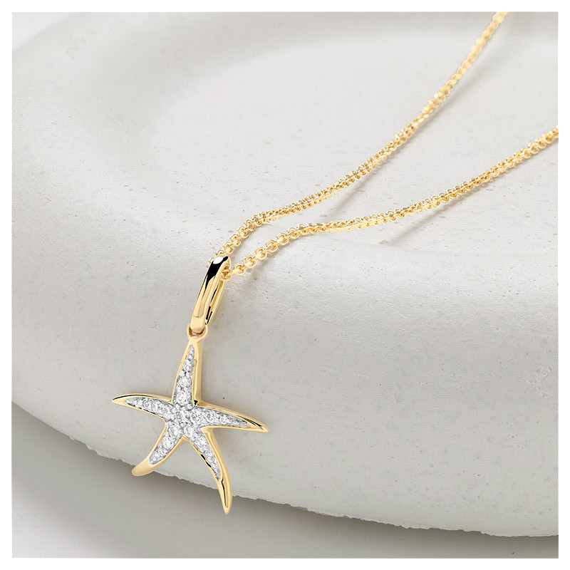 14kt Gold Lab Diamond Star Fish Necklace