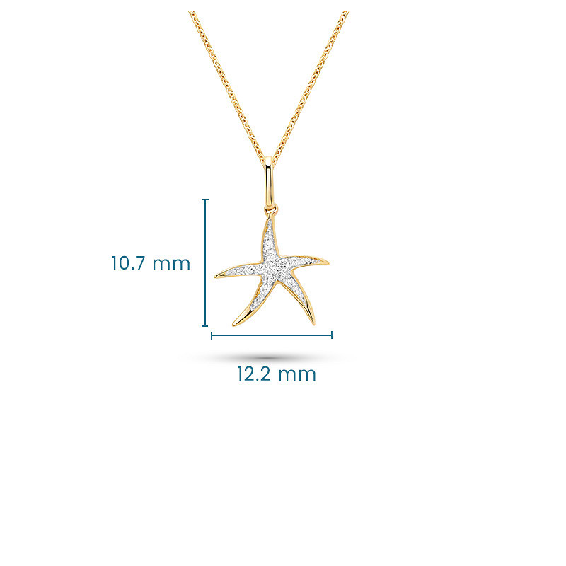 14kt Gold Lab Diamond Star Fish Necklace