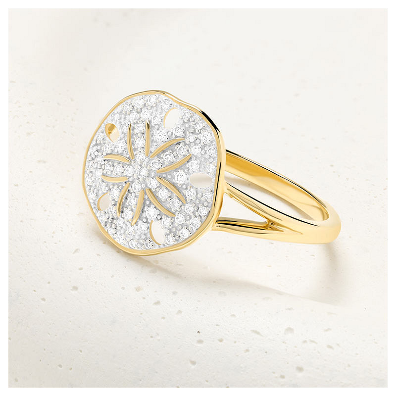 14kt Gold Lab Diamond Sand Dollar Ring