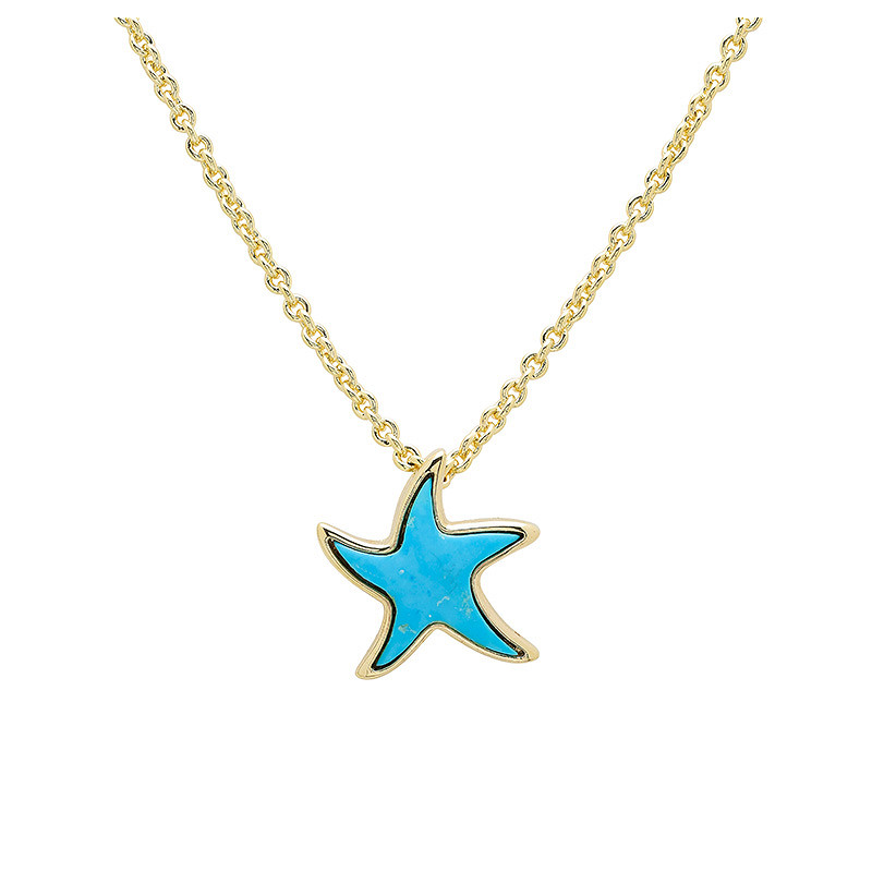 14kt Gold Vermeil Turquoise Star Fish Necklace
