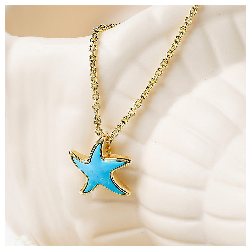 14kt Gold Vermeil Turquoise Star Fish Necklace