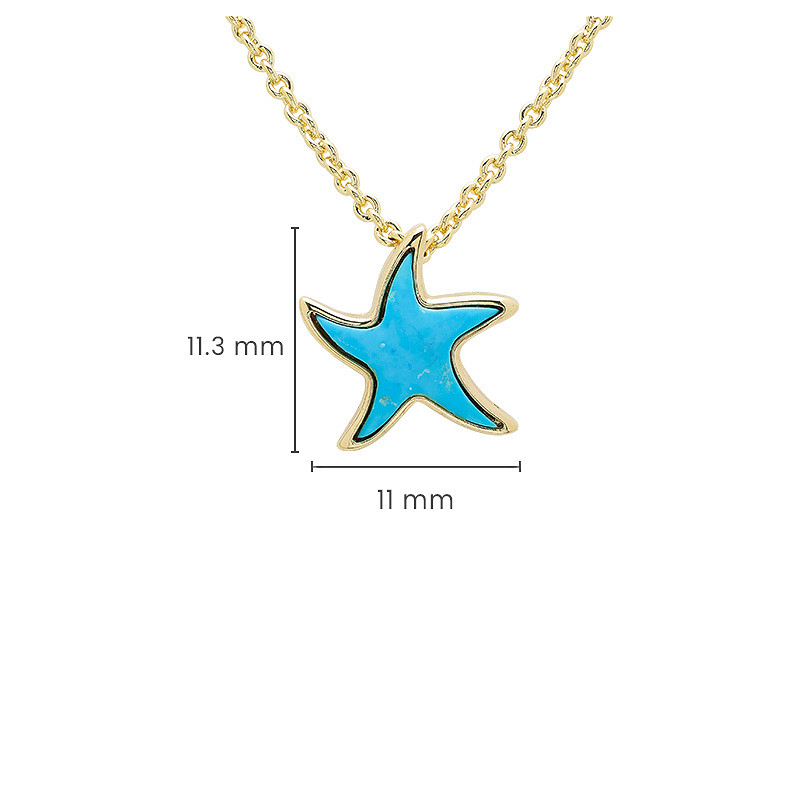 14kt Gold Vermeil Turquoise Star Fish Necklace