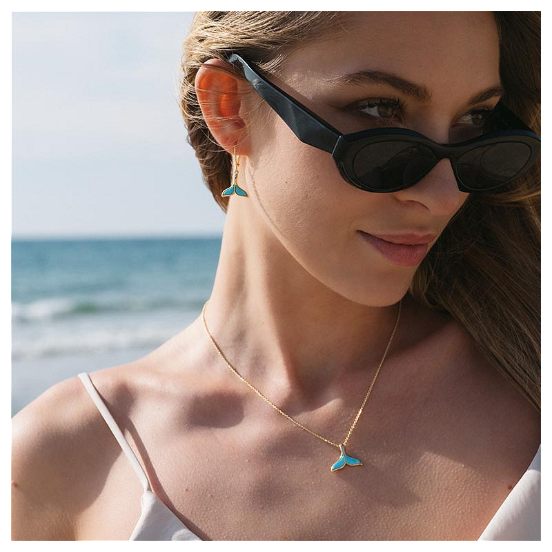 14kt Gold Vermeil Turquoise Whale Tail Necklace