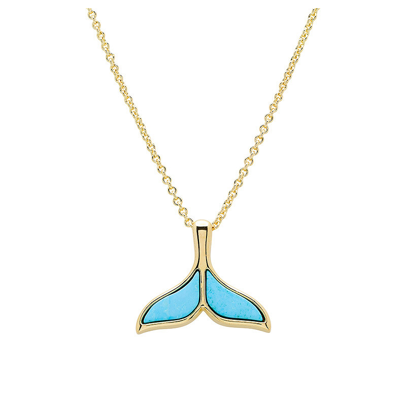 14kt Gold Vermeil Turquoise Whale Tail Necklace