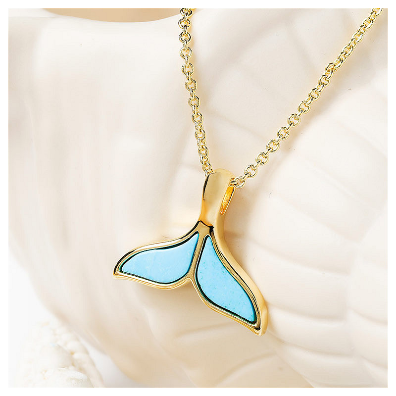14kt Gold Vermeil Turquoise Whale Tail Necklace