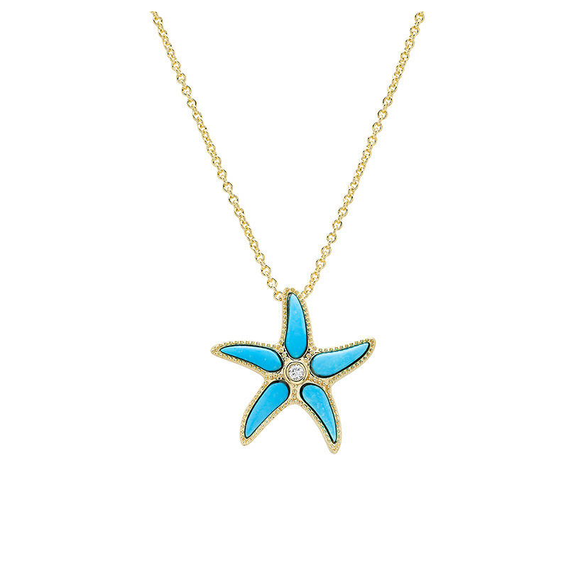 14kt Gold Vermeil Turquoise Star Fish Necklace