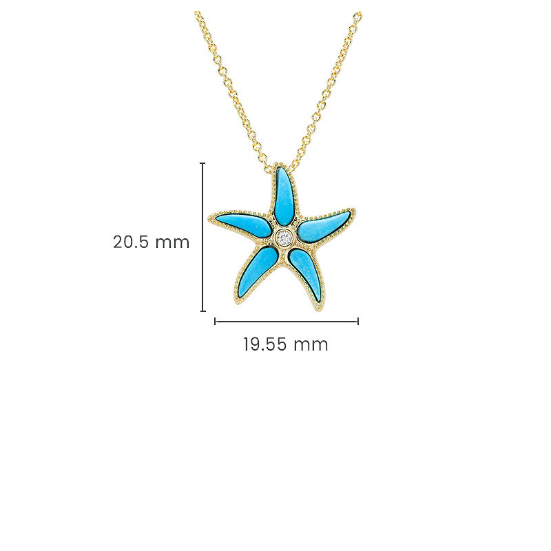 14kt Gold Vermeil Turquoise Star Fish Necklace