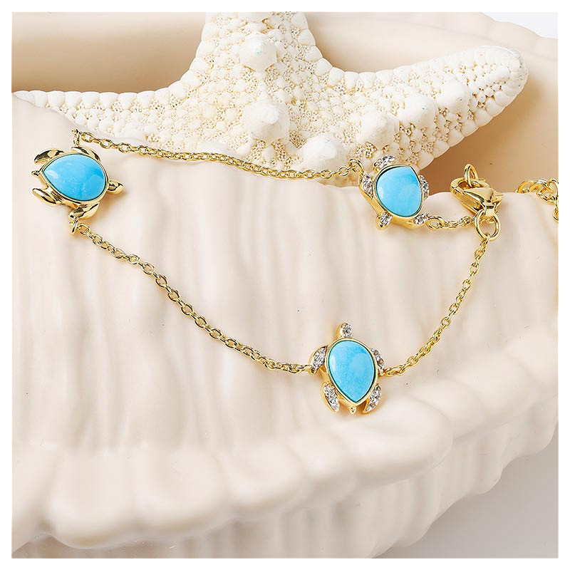 14kt Gold Vermeil Turquoise Turtle Bracelet