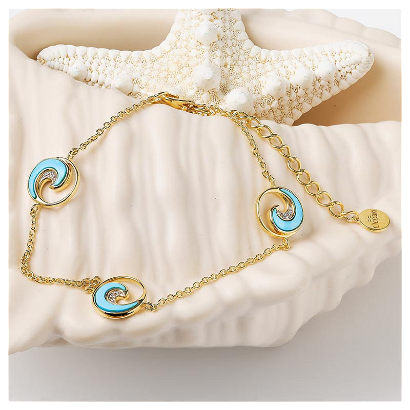 14kt Gold Vermeil Turquoise Wave Bracelet