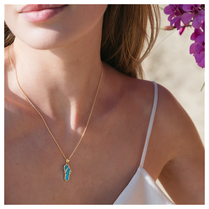 14kt Gold Vermeil Turquoise Flip Flop Necklace