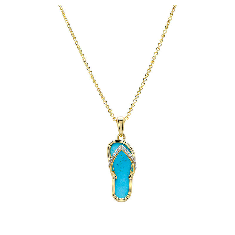 14kt Gold Vermeil Turquoise Flip Flop Necklace