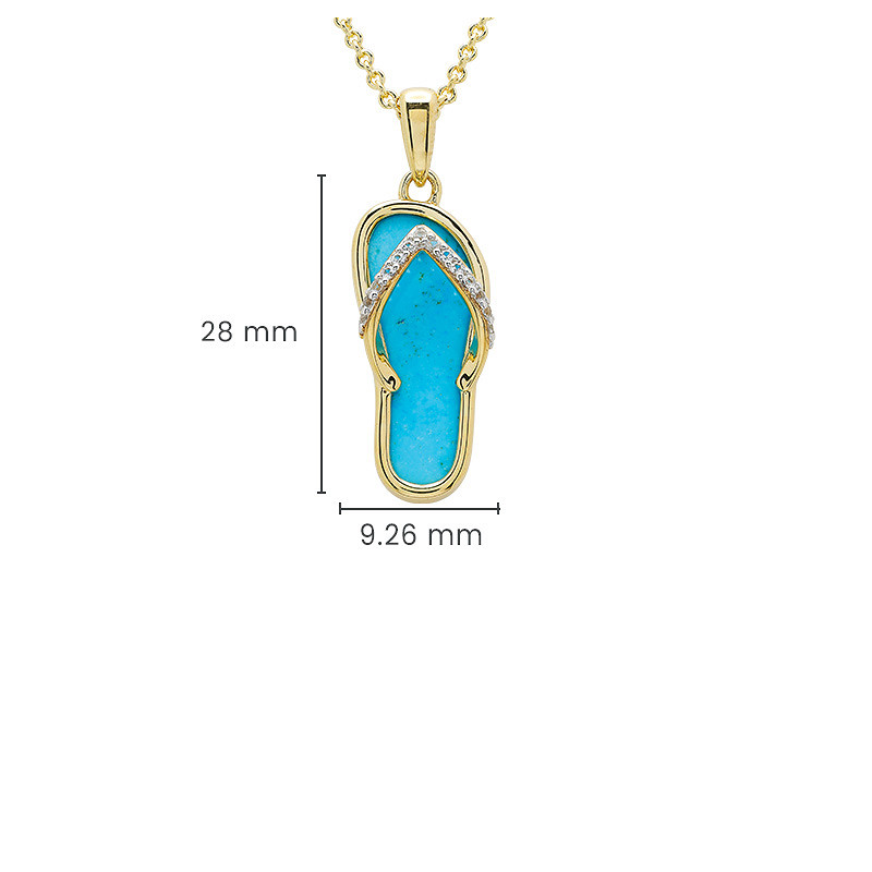 14kt Gold Vermeil Turquoise Flip Flop Necklace
