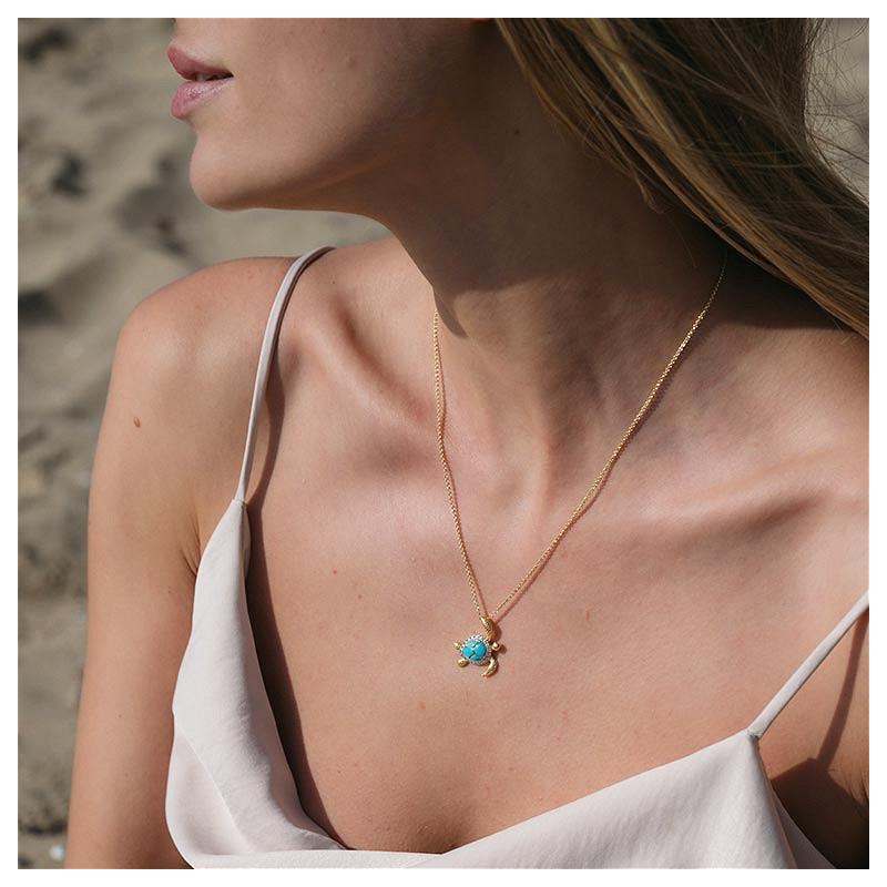 14kt Gold Vermeil Turquoise Turtle Necklace