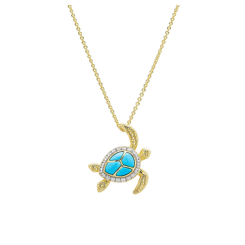 14kt Gold Vermeil Turquoise Turtle Necklace