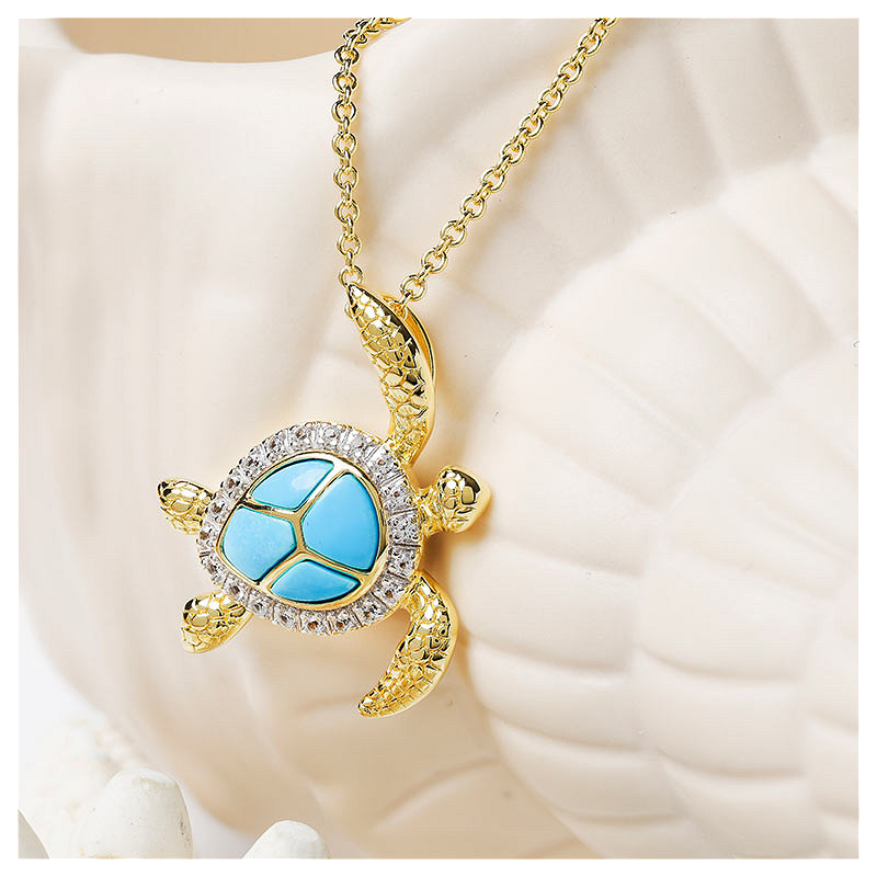 14kt Gold Vermeil Turquoise Turtle Necklace