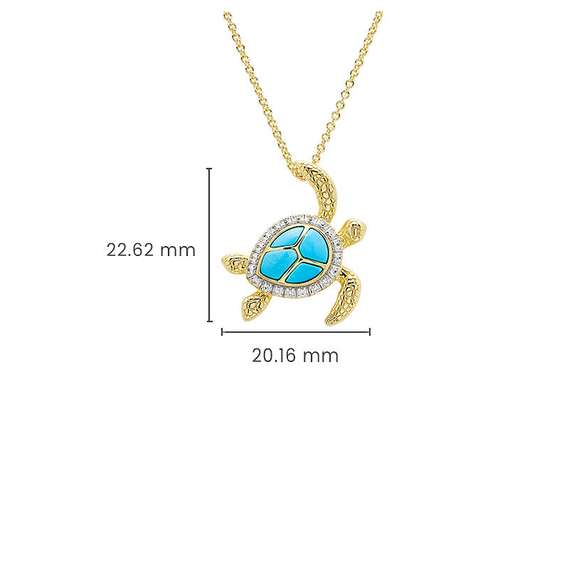 14kt Gold Vermeil Turquoise Turtle Necklace