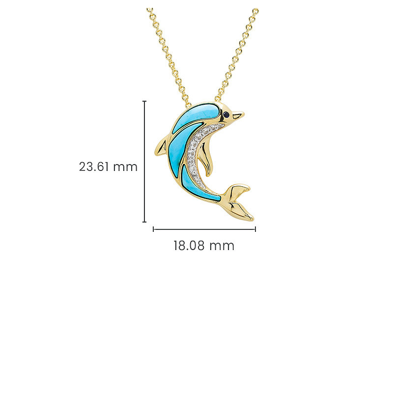 14kt Gold Vermeil Turquoise Dolphin Necklace