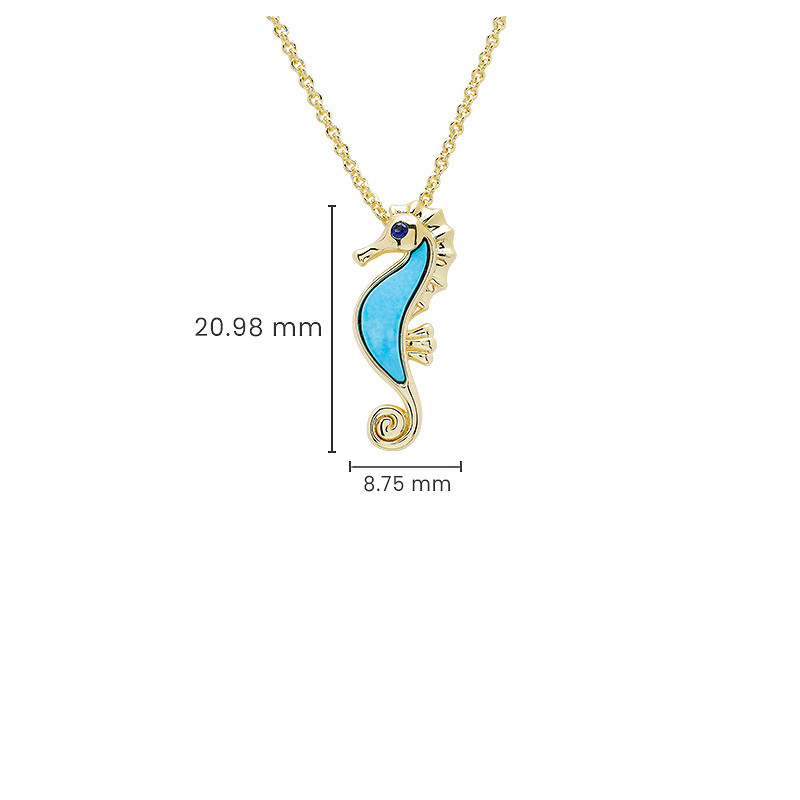 14kt Gold Vermeil Turquoise Seahorse Necklace