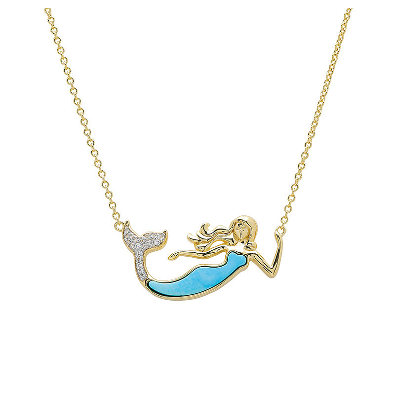 14kt Gold Vermeil Turquoise Mermaid Necklace