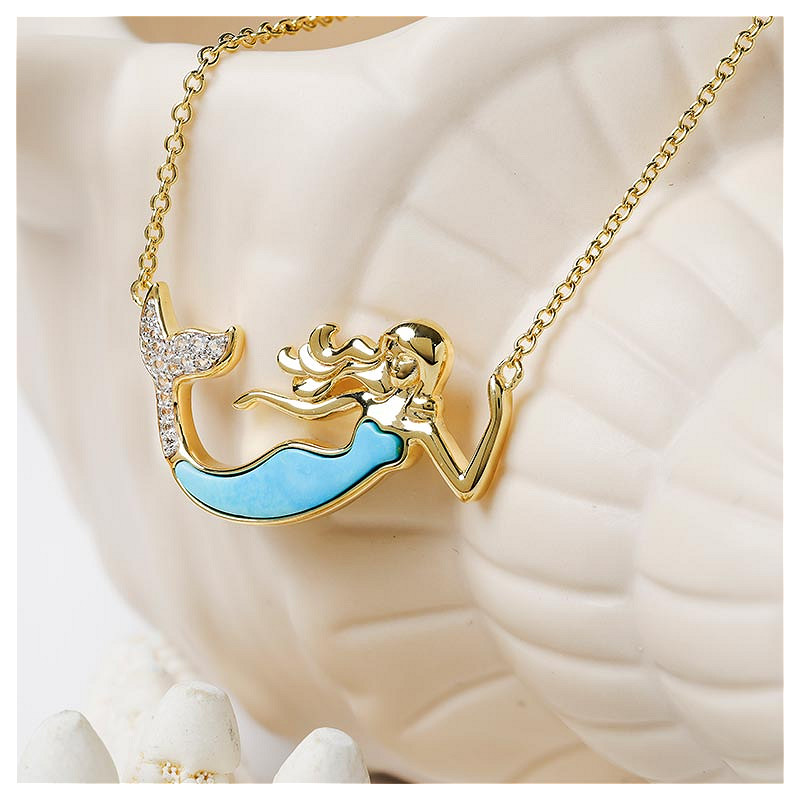 14kt Gold Vermeil Turquoise Mermaid Necklace