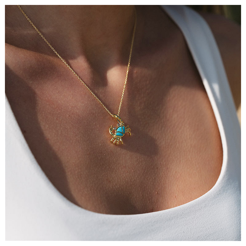 14kt Gold Vermeil Turquoise Crab Necklace