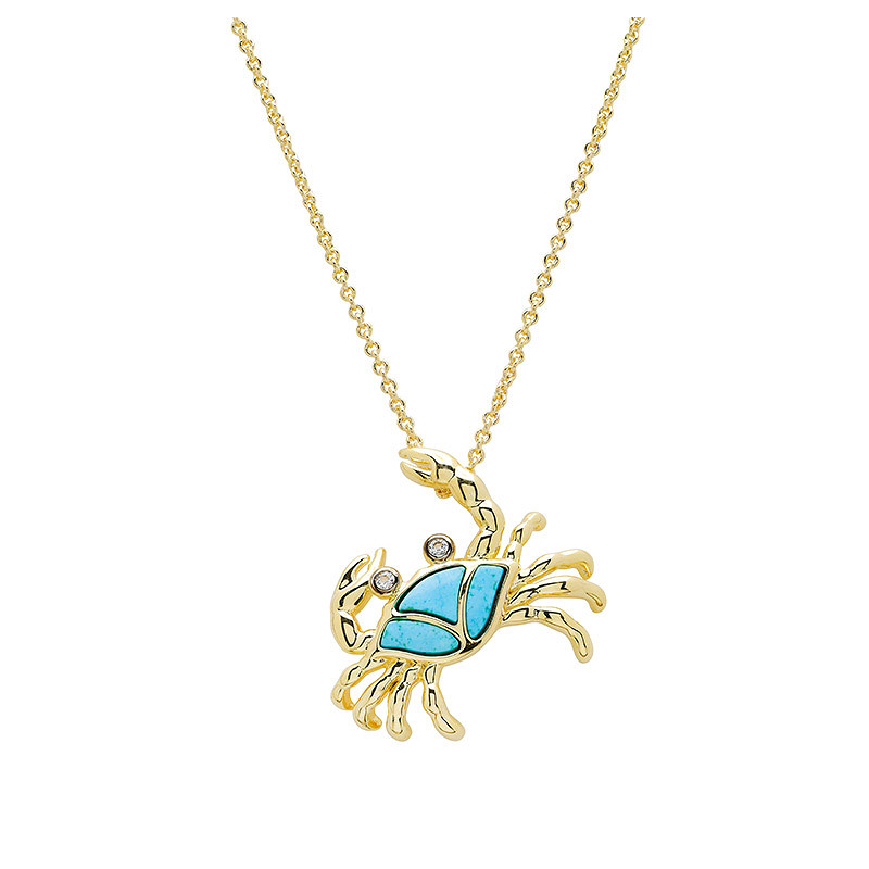 14kt Gold Vermeil Turquoise Crab Necklace