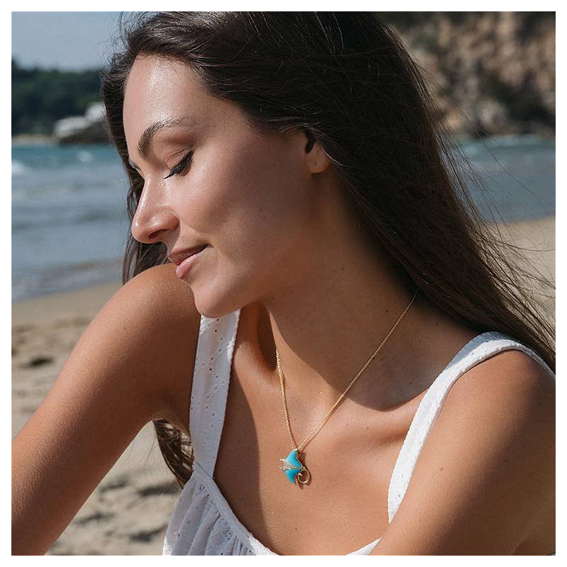 14kt Gold Vermeil Turquoise Sting Ray Necklace