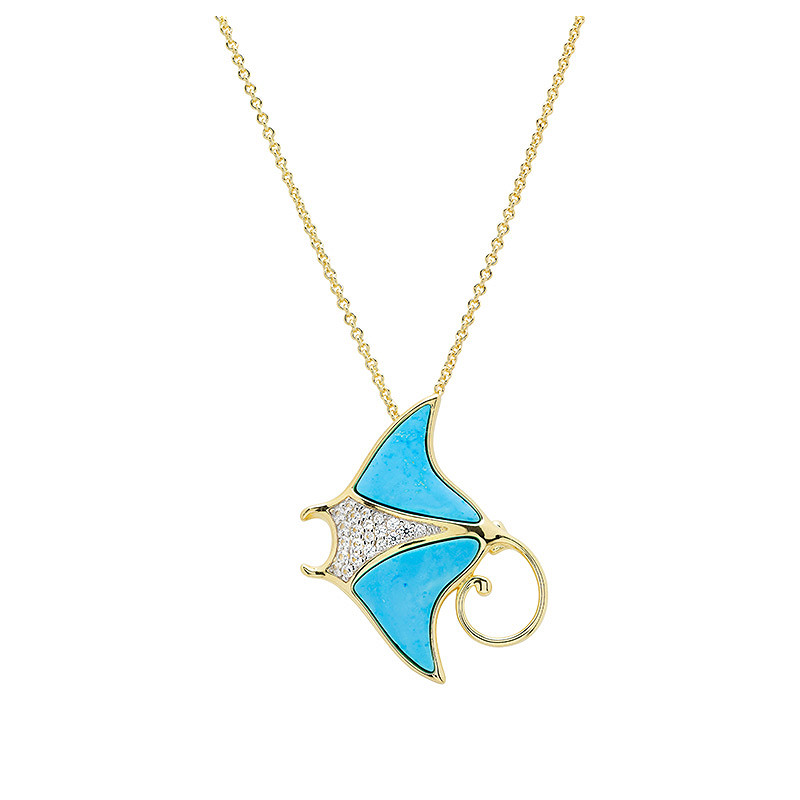 14kt Gold Vermeil Turquoise Sting Ray Necklace
