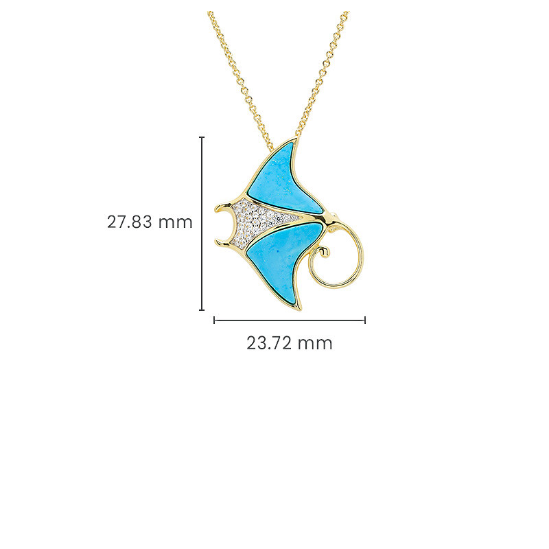 14kt Gold Vermeil Turquoise Sting Ray Necklace