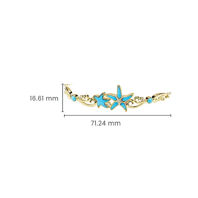14kt Gold Vermeil Turquoise Star Fish Bracelet