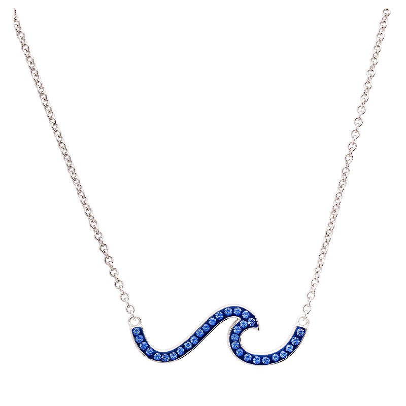 Sterling Silver Blue Wave Crystal Necklace
