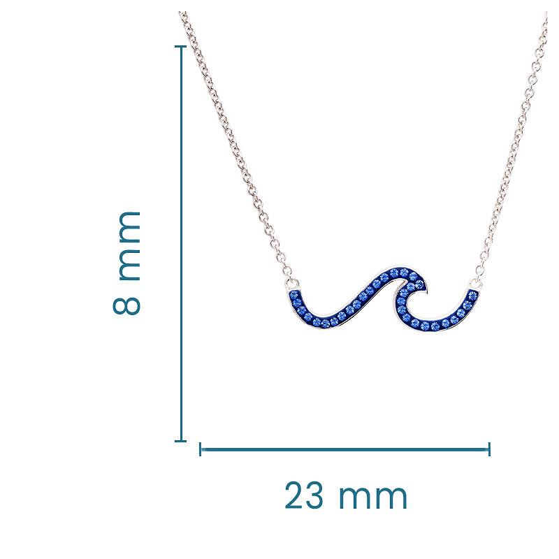 Sterling Silver Blue Wave Crystal Necklace