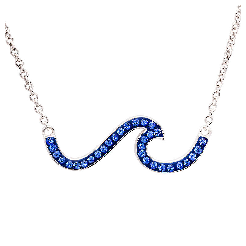 Sterling Silver Blue Wave Crystal Necklace