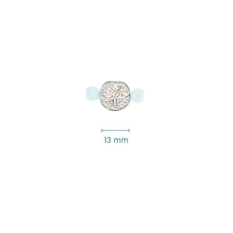 Sterling Silver Sand Dollar Aqua Stretchy Bracelet