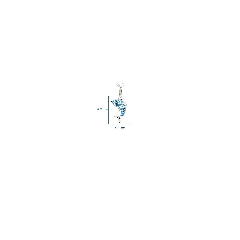 Sterling Silver Aqua Crystal Dolphin mini Necklace