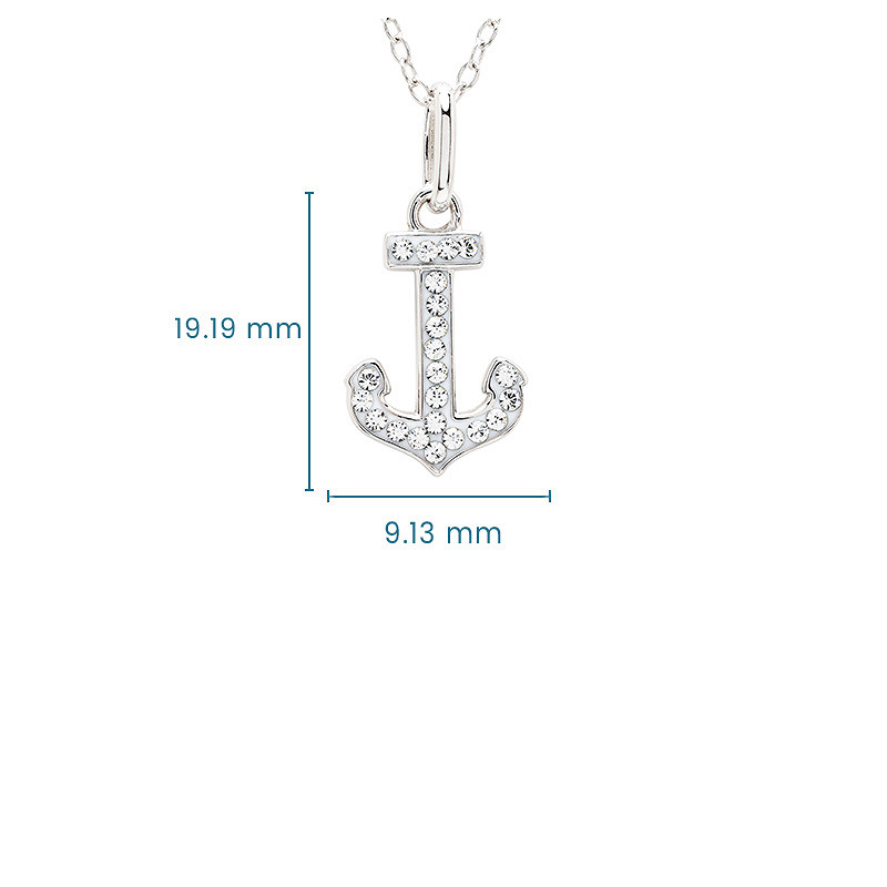 Sterling Silver White Crystal Anchor mini Necklace