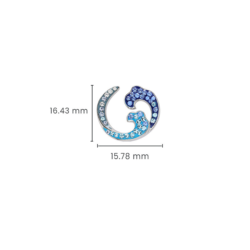 Sterling Silver Crystal  Wave Earrings