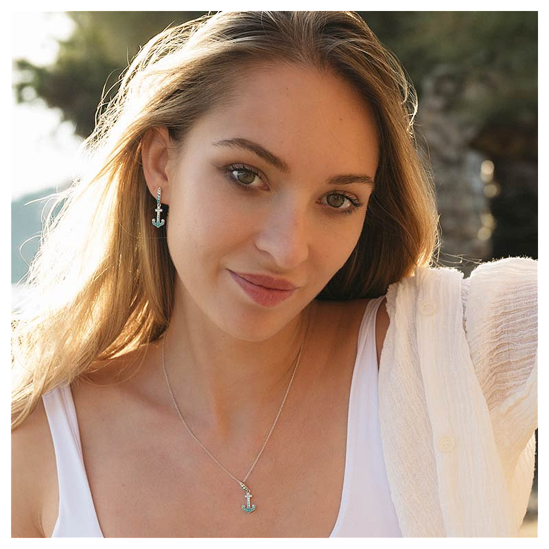 Sterling Silver Crystal Anchor Necklace